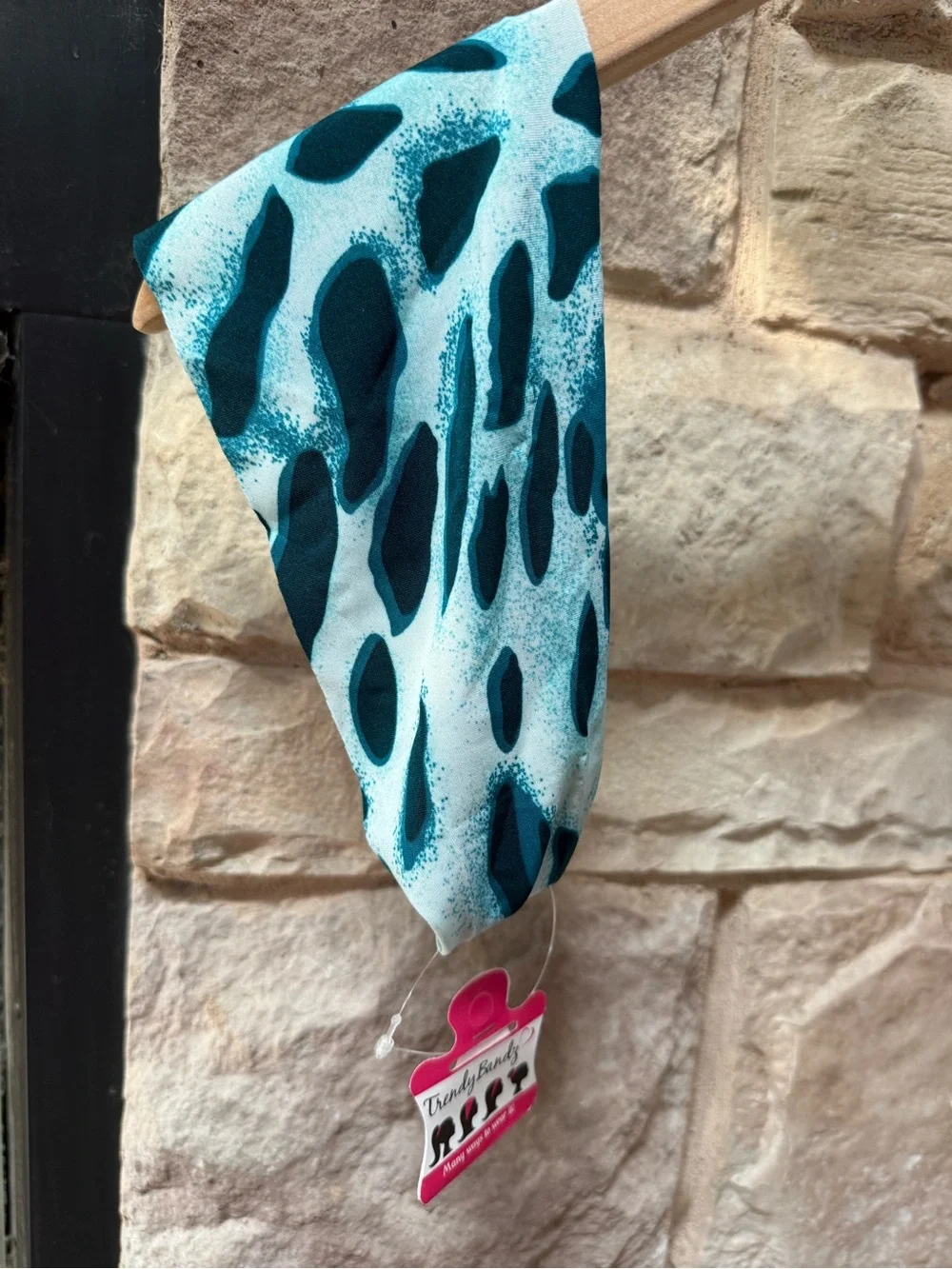 3 New Trendy Bands Printed Stretch Headbands in Teal, Black, Purple